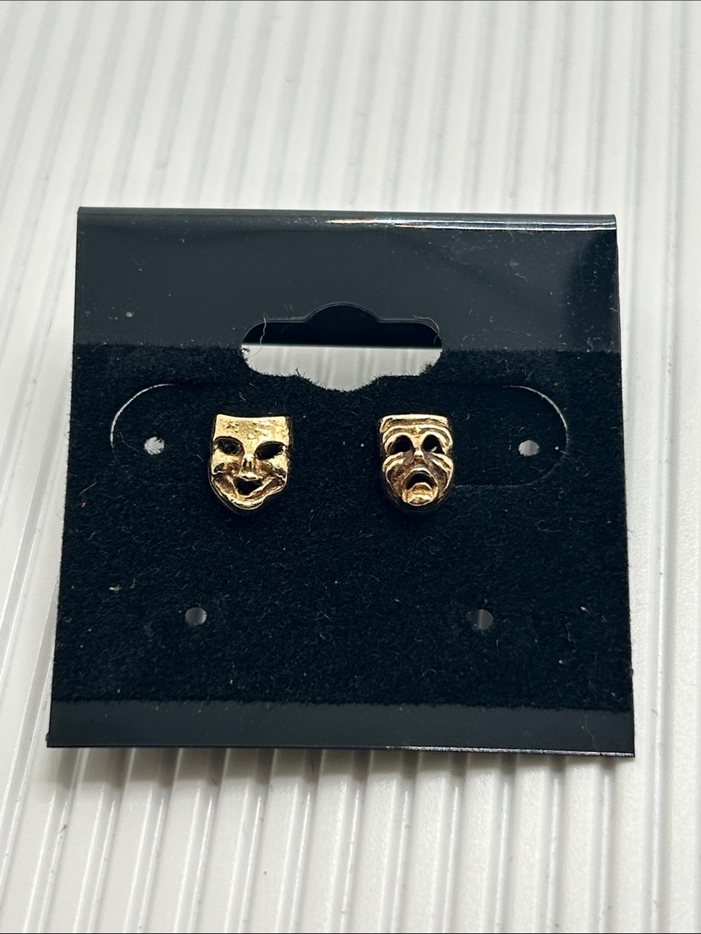 14KT Gold Theatrical Mask Stud Earrings
